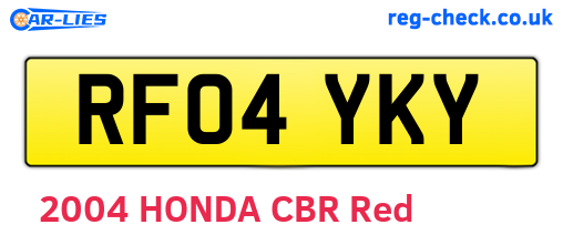 RF04YKY are the vehicle registration plates.