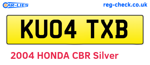 KU04TXB are the vehicle registration plates.