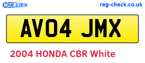 AV04JMX are the vehicle registration plates.