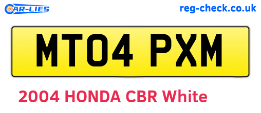 MT04PXM are the vehicle registration plates.