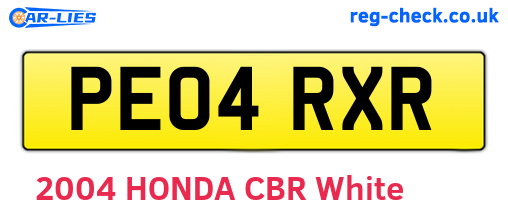 PE04RXR are the vehicle registration plates.