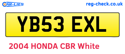 YB53EXL are the vehicle registration plates.