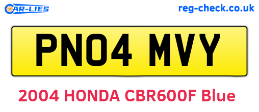 PN04MVY are the vehicle registration plates.