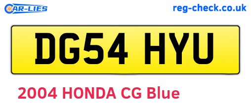 DG54HYU are the vehicle registration plates.