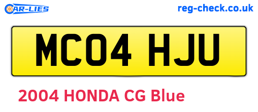 MC04HJU are the vehicle registration plates.