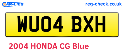 WU04BXH are the vehicle registration plates.
