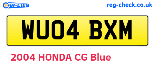 WU04BXM are the vehicle registration plates.