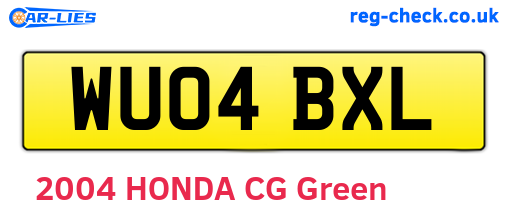 WU04BXL are the vehicle registration plates.