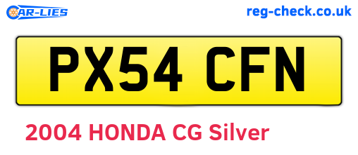 PX54CFN are the vehicle registration plates.