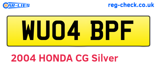 WU04BPF are the vehicle registration plates.