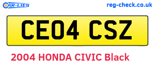 CE04CSZ are the vehicle registration plates.