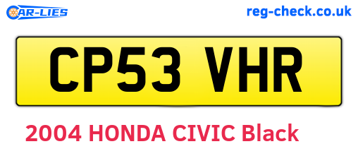 CP53VHR are the vehicle registration plates.