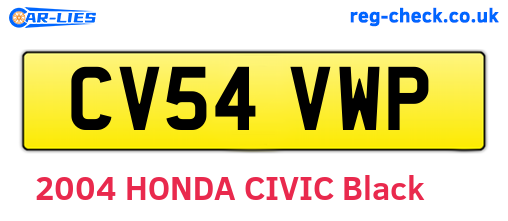 CV54VWP are the vehicle registration plates.