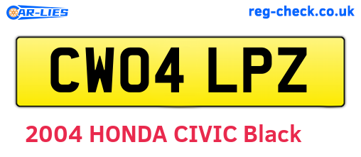 CW04LPZ are the vehicle registration plates.