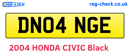 DN04NGE are the vehicle registration plates.