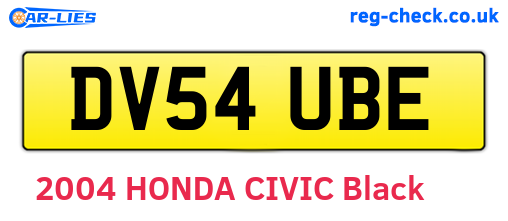 DV54UBE are the vehicle registration plates.