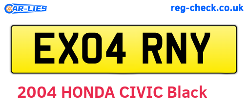 EX04RNY are the vehicle registration plates.