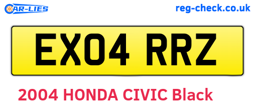 EX04RRZ are the vehicle registration plates.