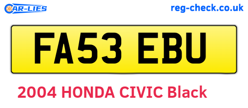 FA53EBU are the vehicle registration plates.
