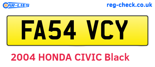 FA54VCY are the vehicle registration plates.