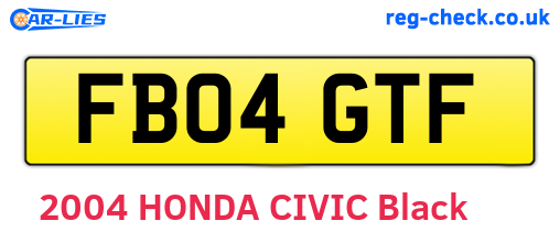 FB04GTF are the vehicle registration plates.