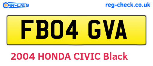 FB04GVA are the vehicle registration plates.
