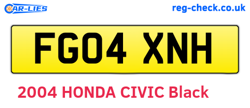 FG04XNH are the vehicle registration plates.