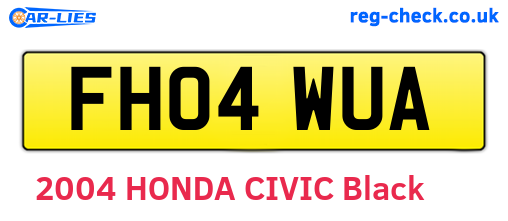FH04WUA are the vehicle registration plates.