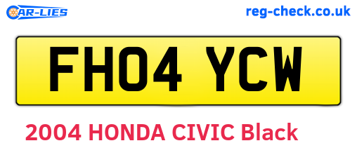 FH04YCW are the vehicle registration plates.
