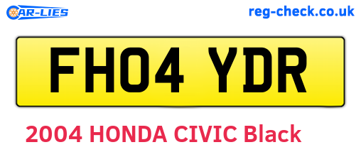 FH04YDR are the vehicle registration plates.