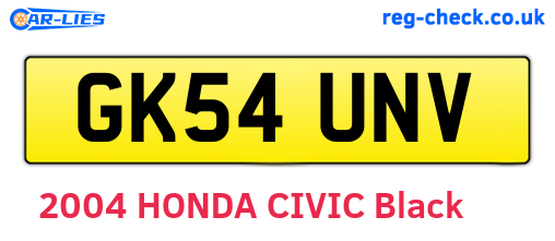 GK54UNV are the vehicle registration plates.