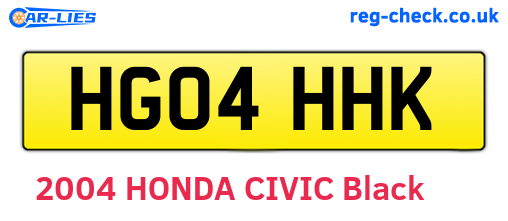 HG04HHK are the vehicle registration plates.