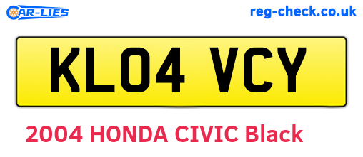 KL04VCY are the vehicle registration plates.