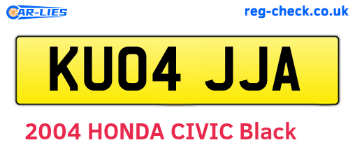 KU04JJA are the vehicle registration plates.