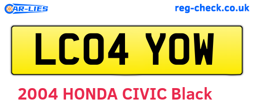LC04YOW are the vehicle registration plates.