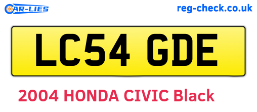 LC54GDE are the vehicle registration plates.