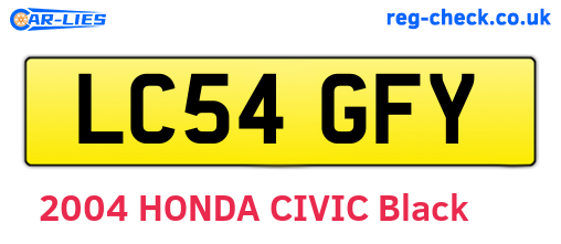 LC54GFY are the vehicle registration plates.
