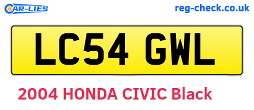 LC54GWL are the vehicle registration plates.