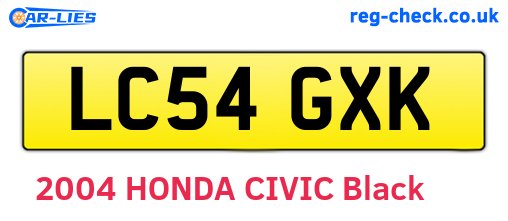LC54GXK are the vehicle registration plates.
