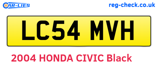 LC54MVH are the vehicle registration plates.