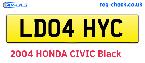 LD04HYC are the vehicle registration plates.