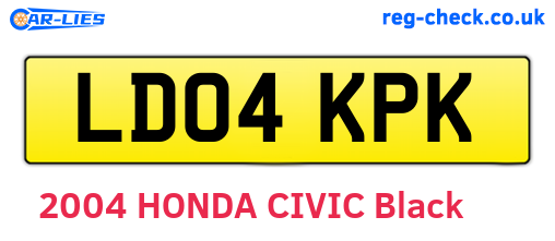 LD04KPK are the vehicle registration plates.