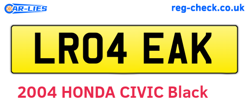 LR04EAK are the vehicle registration plates.