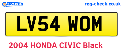 LV54WOM are the vehicle registration plates.