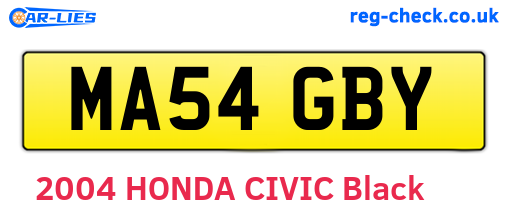 MA54GBY are the vehicle registration plates.