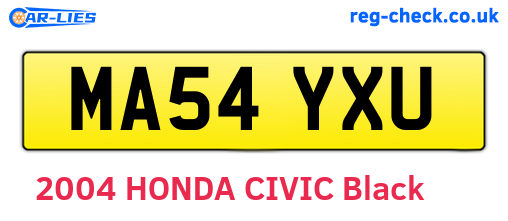 MA54YXU are the vehicle registration plates.