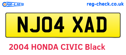 NJ04XAD are the vehicle registration plates.