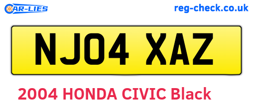 NJ04XAZ are the vehicle registration plates.