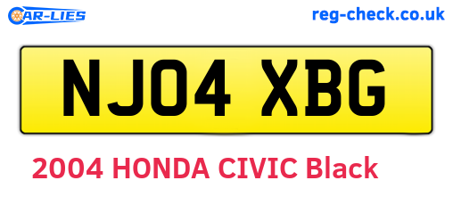 NJ04XBG are the vehicle registration plates.