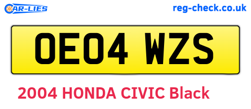 OE04WZS are the vehicle registration plates.